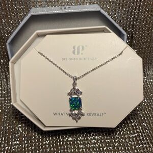 Bomb Party Green and Silver Geometric Necklace “Modern Elegance “